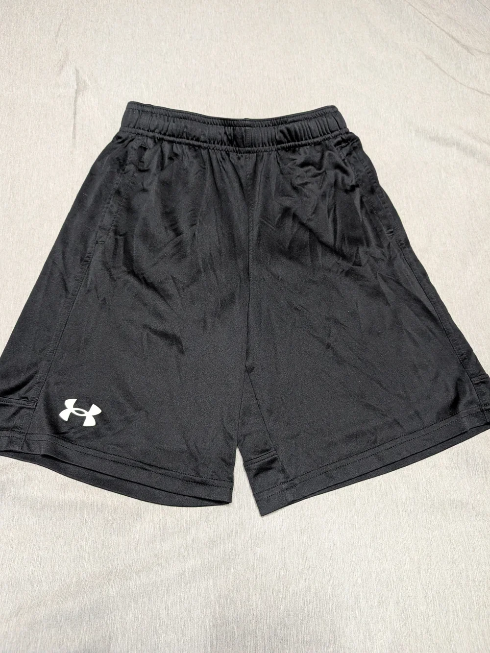 Under Armour Black Shorts with White Logo - Kids Size Medium